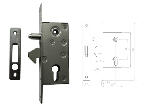 Hákový zámek s trnem do profilu 60 mm